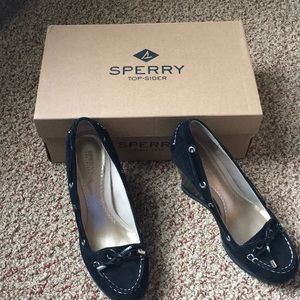 Sperry Top-Sider Black Suede Wedges